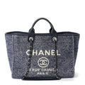 Mixed Fibers Calfskin Medium Deauville Tote Blue