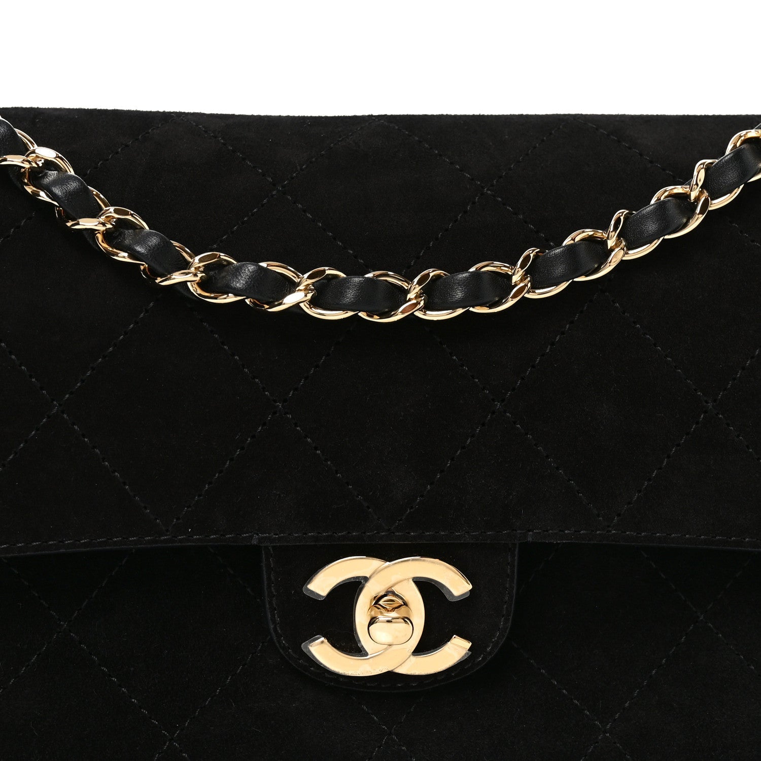 Suede Calfskin Small Souplissimo Maxi Flap Black Black
