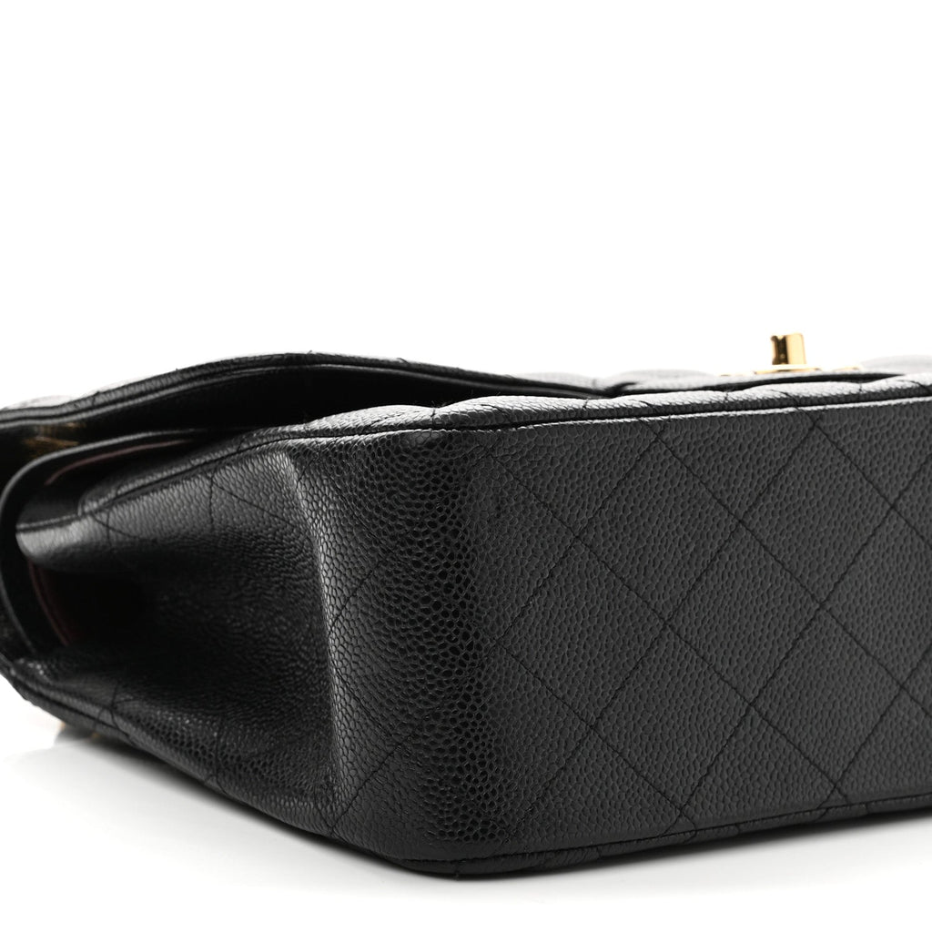 Caviar Quilted Jumbo Double Flap Black