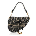 Oblique Embroidered Saddle Bag Blue