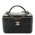 Caviar Quilted Trendy Handle Mini Vanity Black