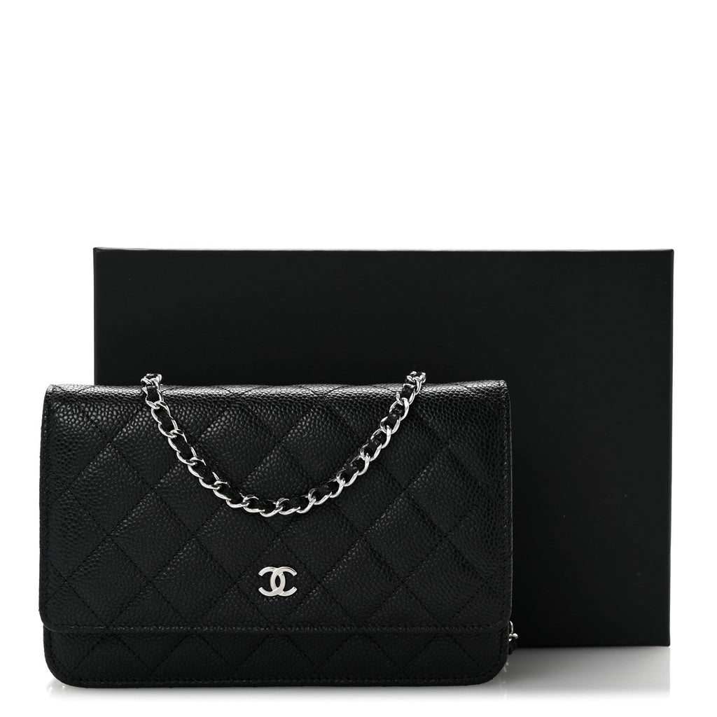 Caviar Quilted Wallet On Chain WOC Black