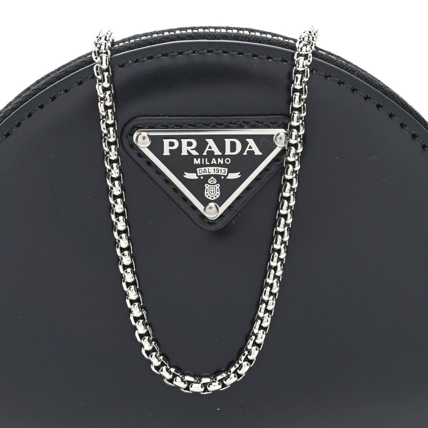 Spazzolato Round Chain Coin Crossbody Pouch  Black