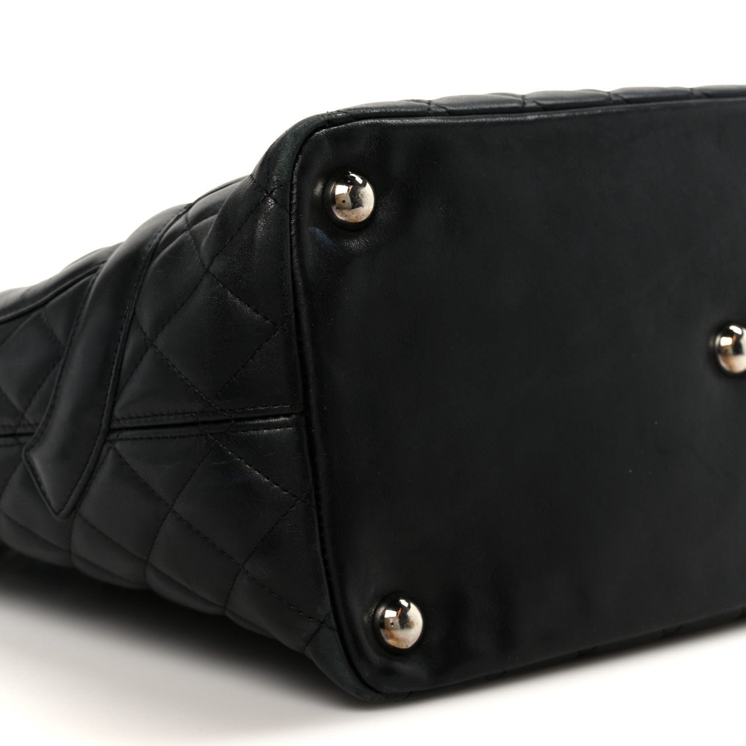 Calfskin Quilted Large Cambon Tote Black