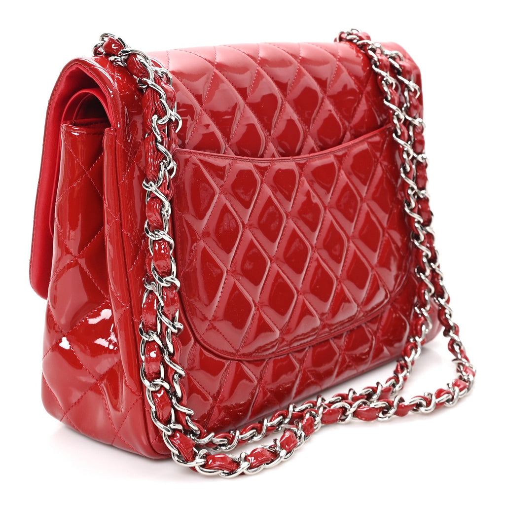 Patent Quilted Jumbo Double Flap Red