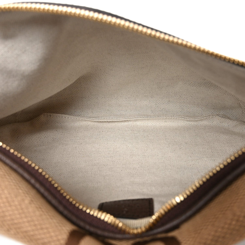 Monogram Jumbo GG Textured Dollar Calfskin Web Belt Bag Camel Ebony New Acero