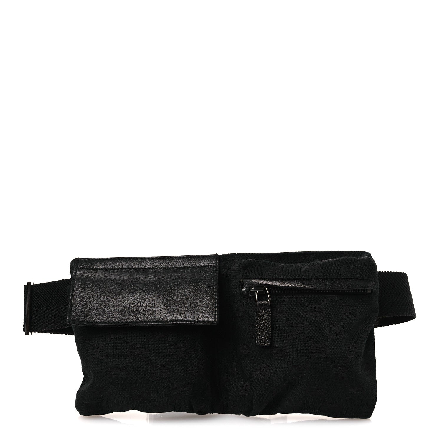 GG Monogram Double Pocket Belt Bag Black