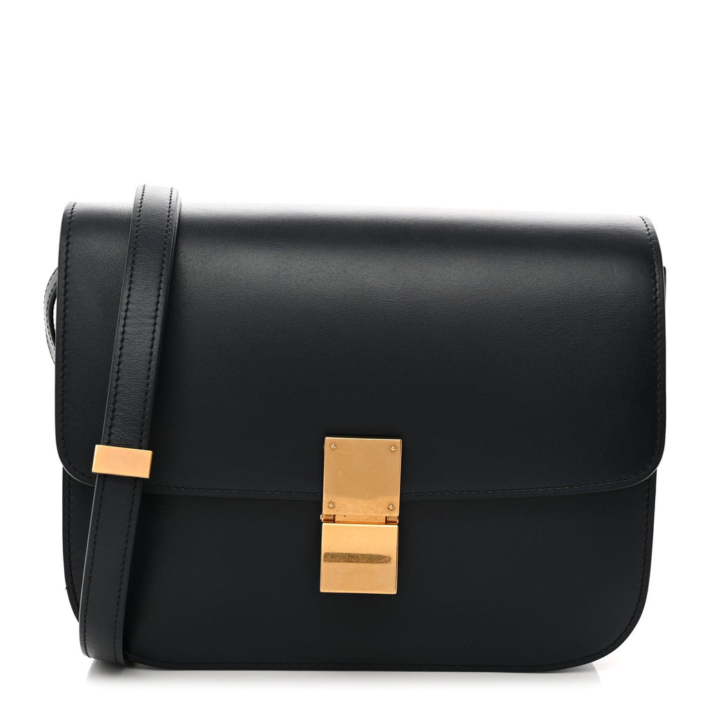Box Calfskin Medium Classic Box Flap Bag Navy