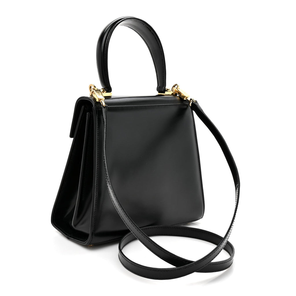 Brushed Off Calfskin Small Iconic Top Handle Black