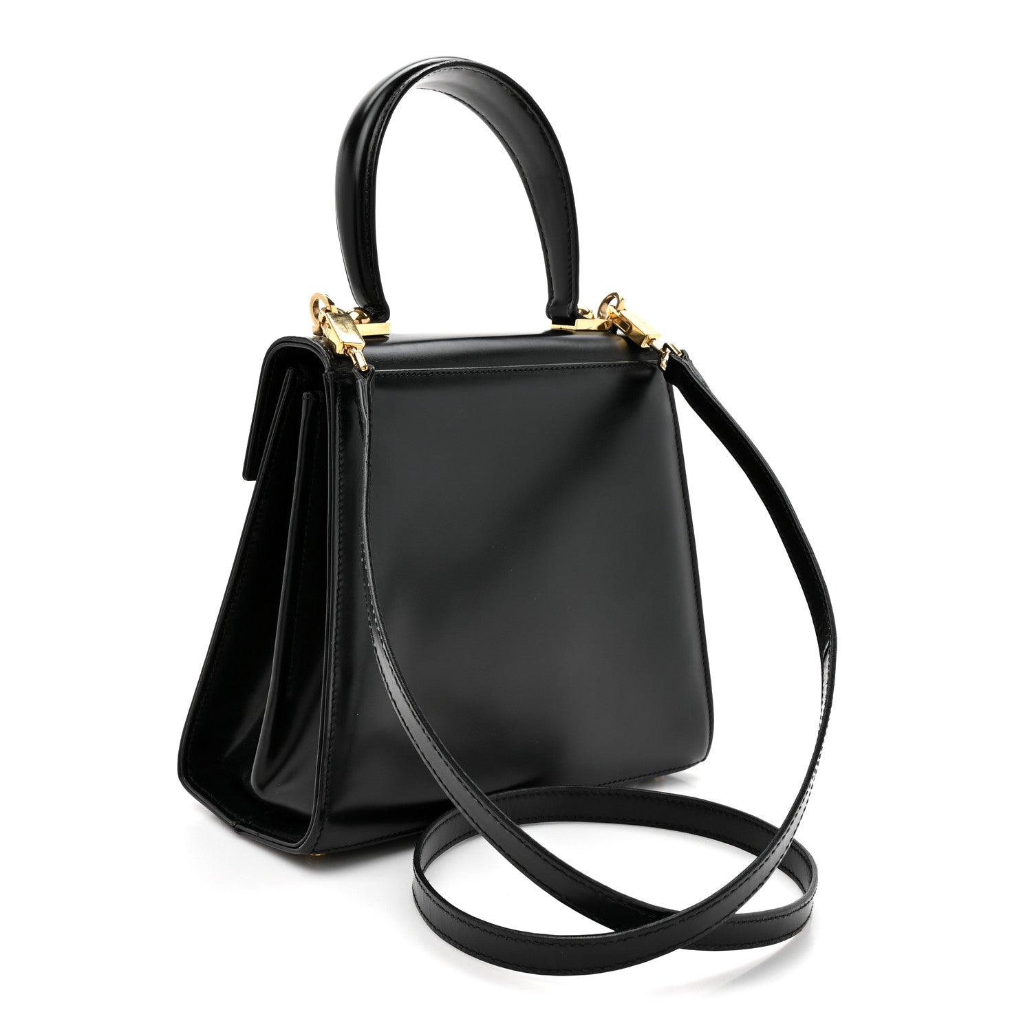 Brushed Off Calfskin Small Iconic Top Handle Black