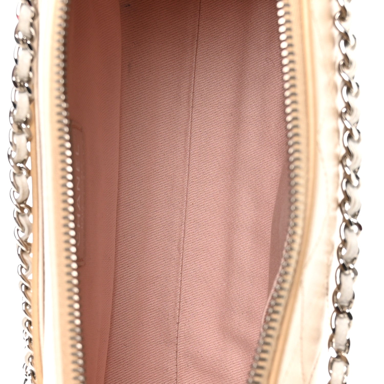 Caviar Goatskin Quilted Magnetic Camera Case Beige White