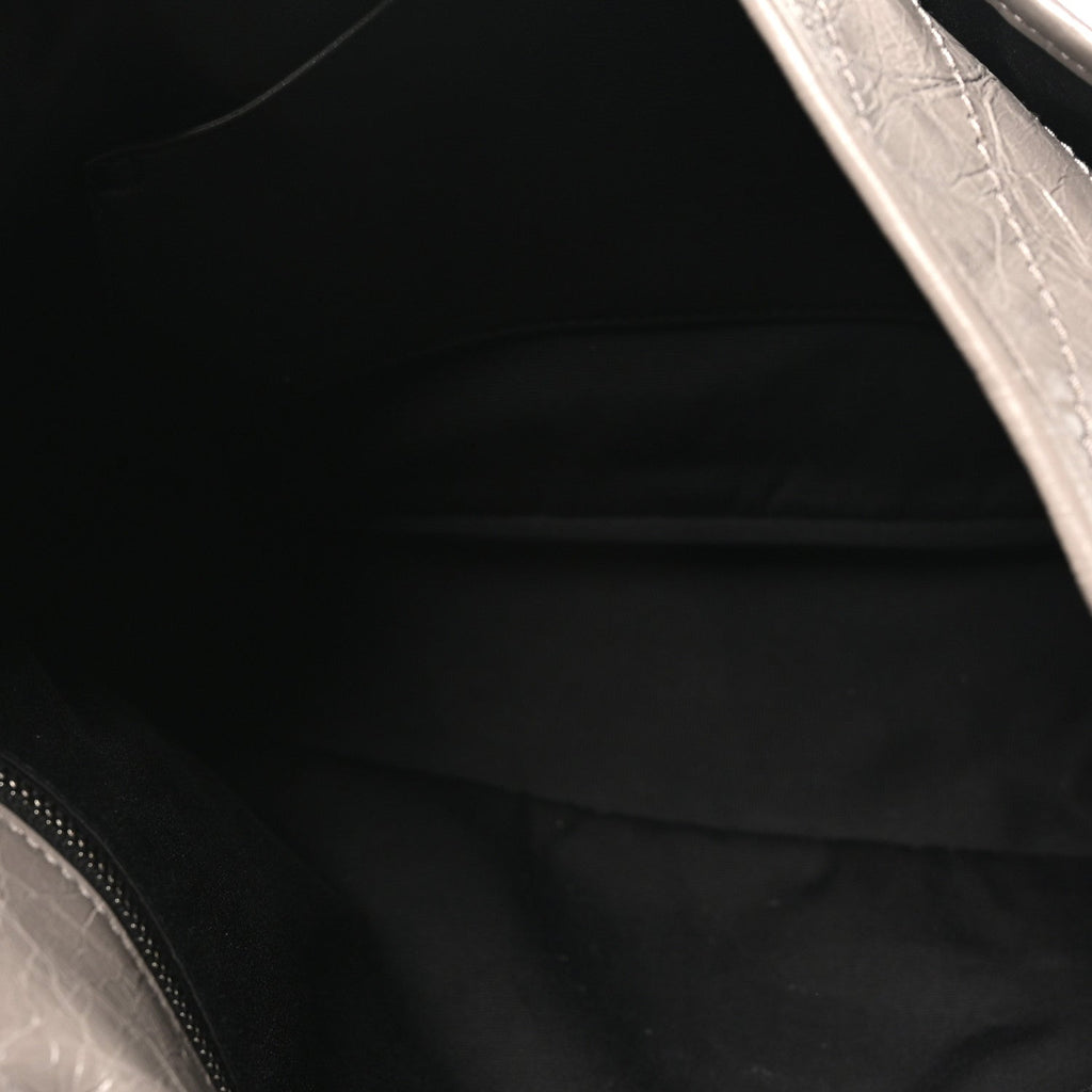 Crinkled Calfskin Matelasse Monogram Large Niki Chain Satchel Fog