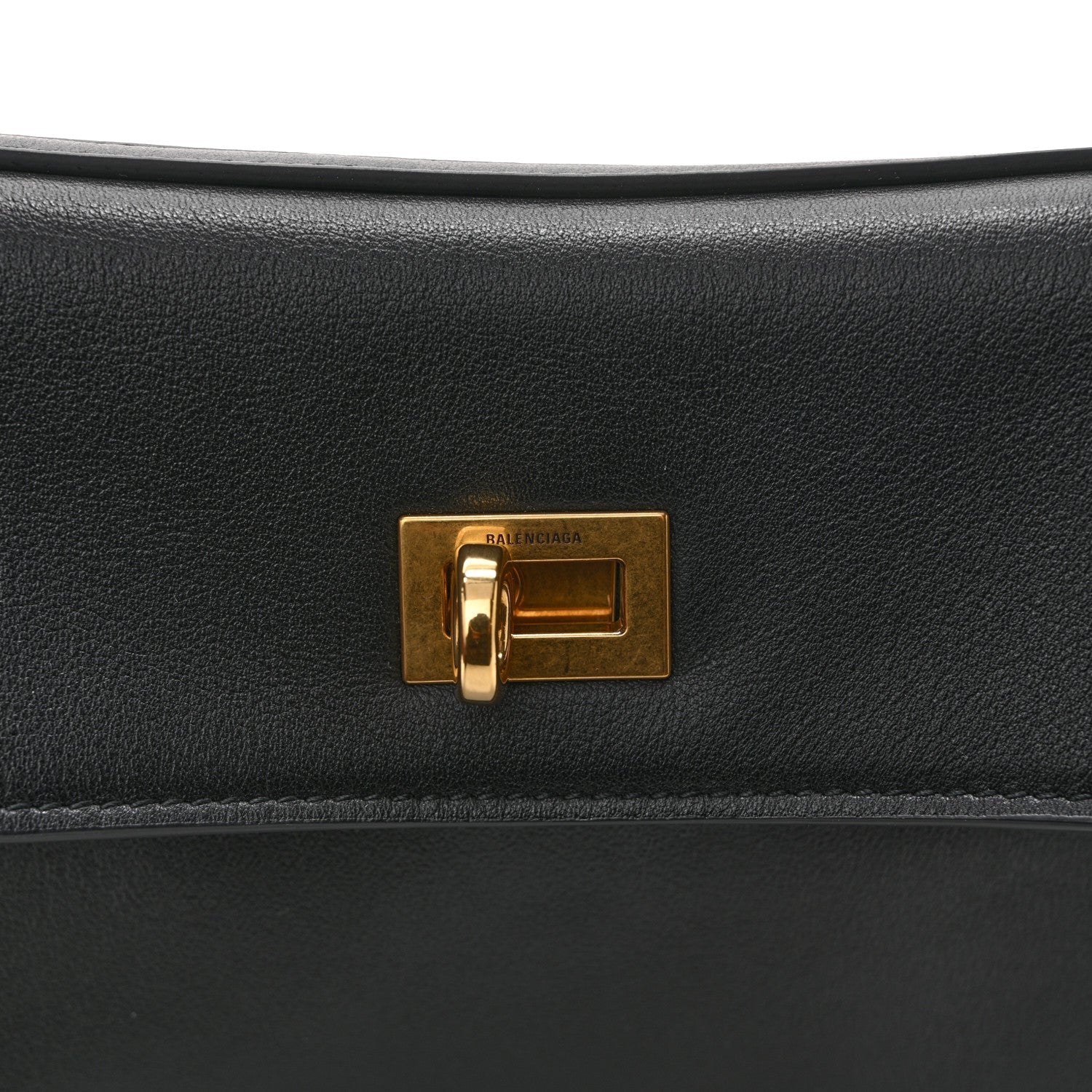 Natural Smooth Calfskin Small Rodeo Top Handle Handbag Black