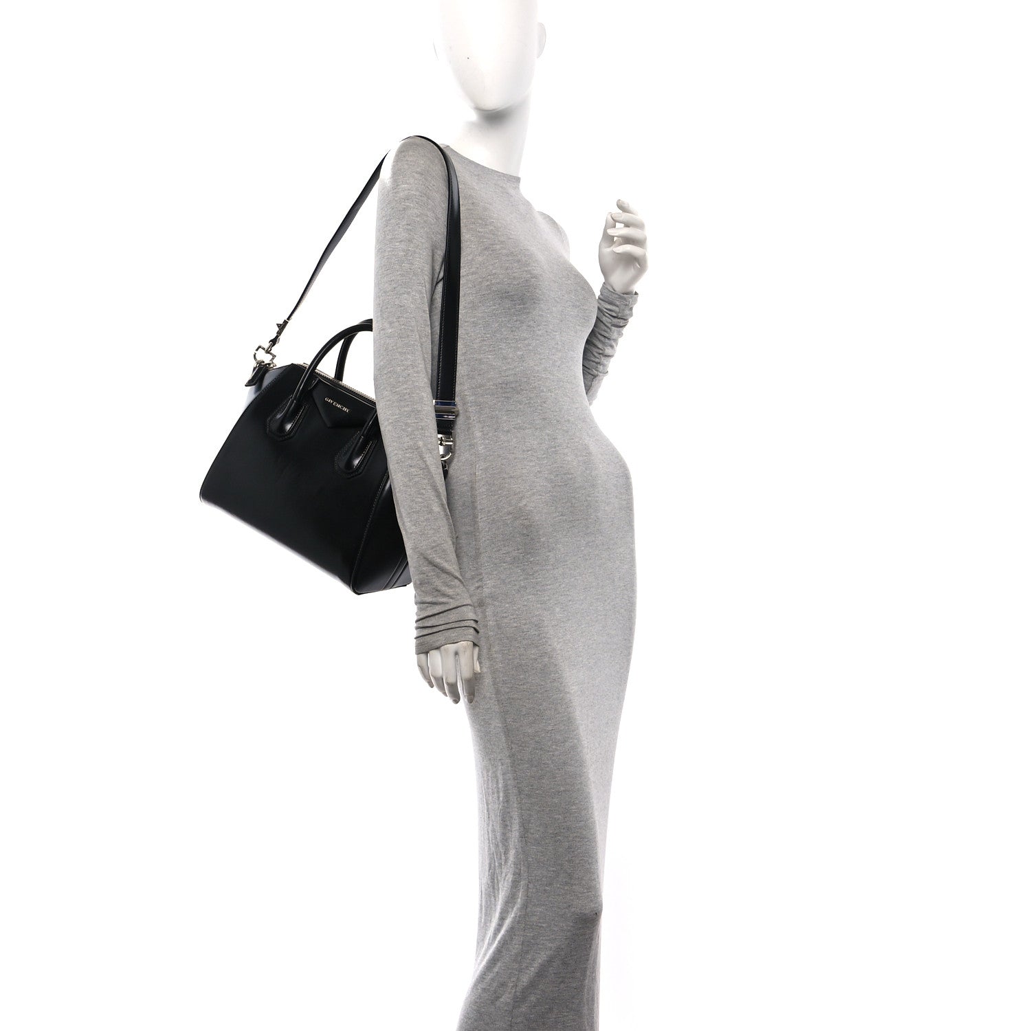 Shiny Lord Calfskin Small Antigona Black