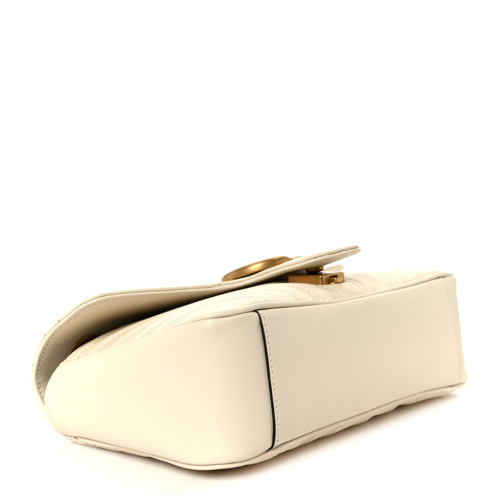 Calfskin Matelasse Small GG Marmont Shoulder Bag White