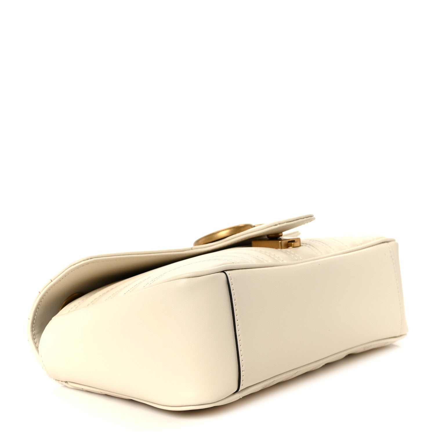 Calfskin Matelasse Small GG Marmont Shoulder Bag White