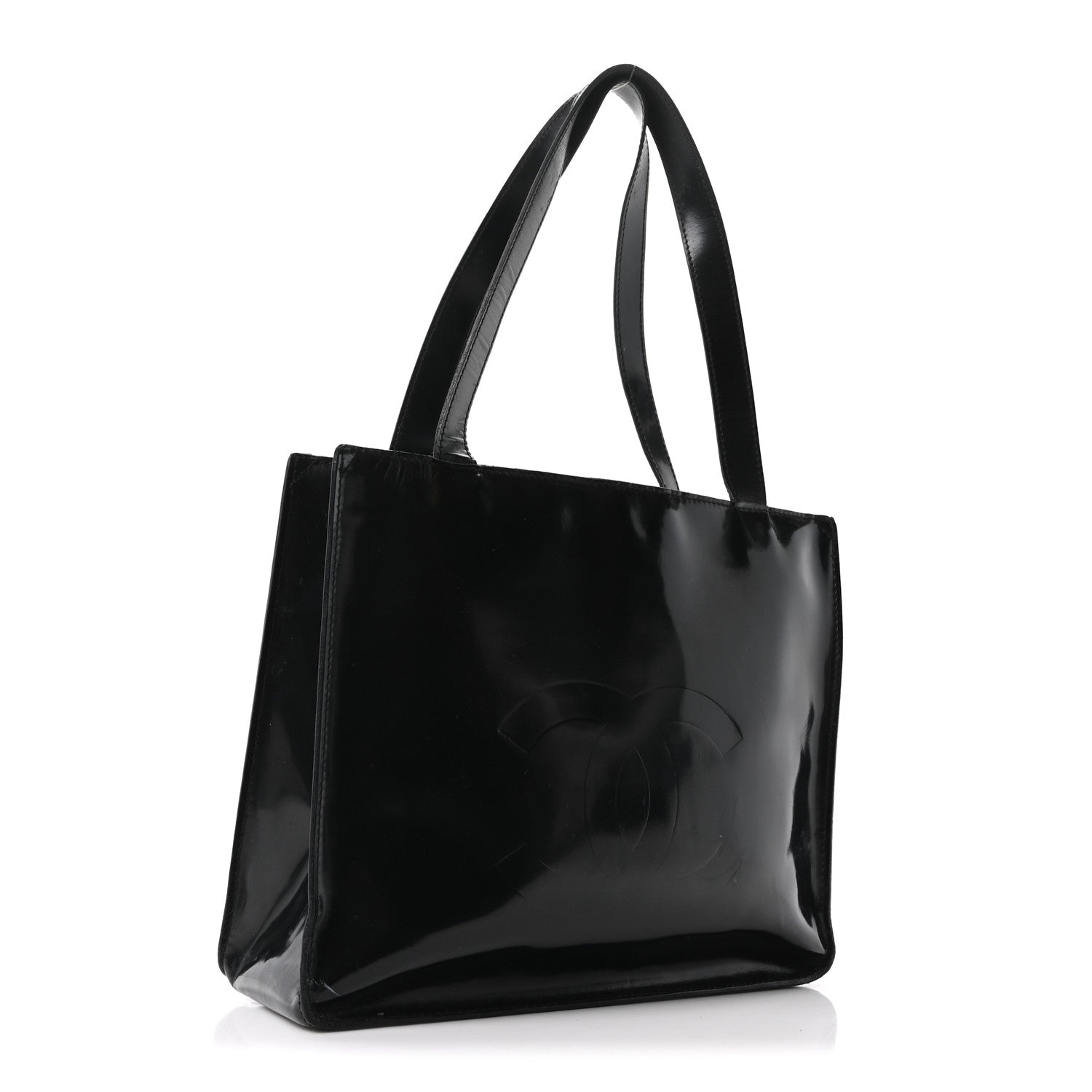 Patent CC Shopper Tote Black