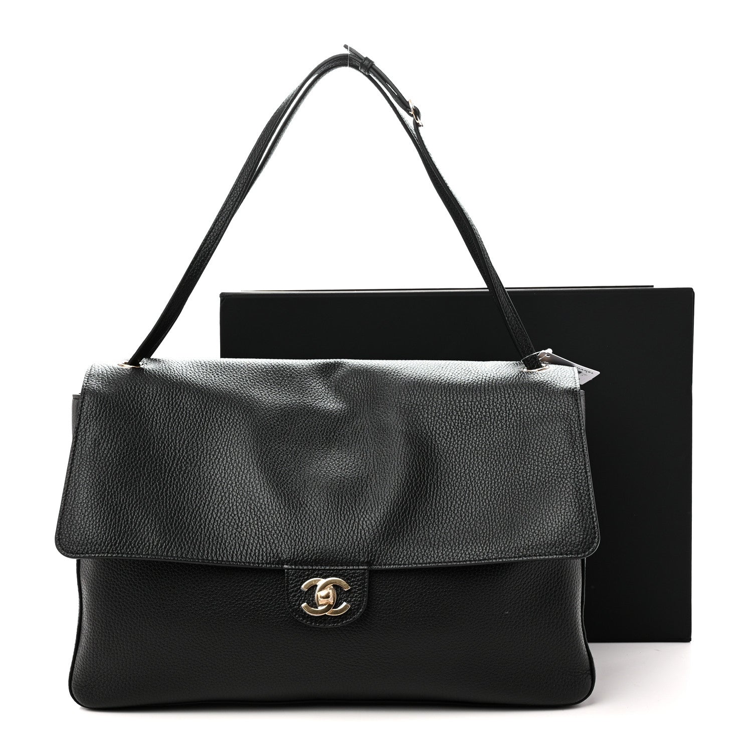 Grained Calfskin Souplissimo Maxi Flap Black