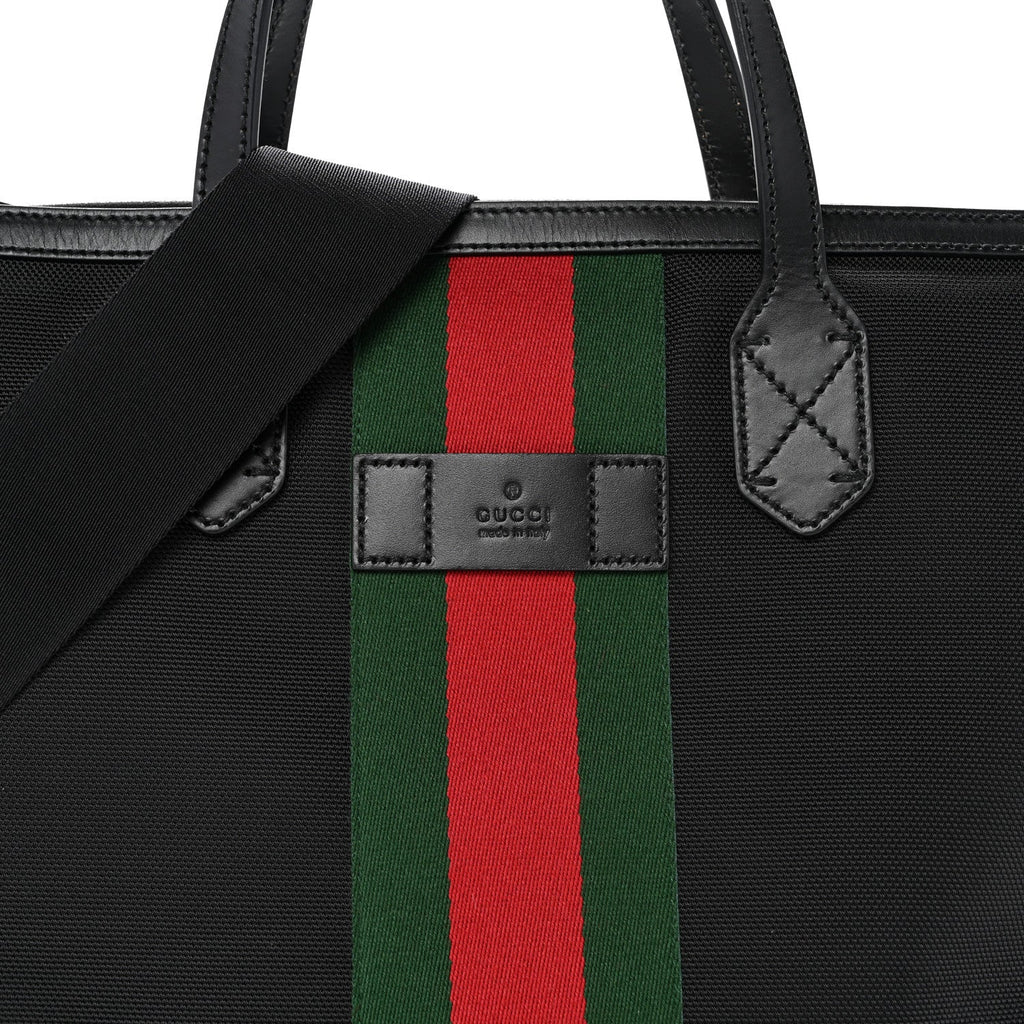 Techno Canvas Web Top Handle Shoulder Bag Black
