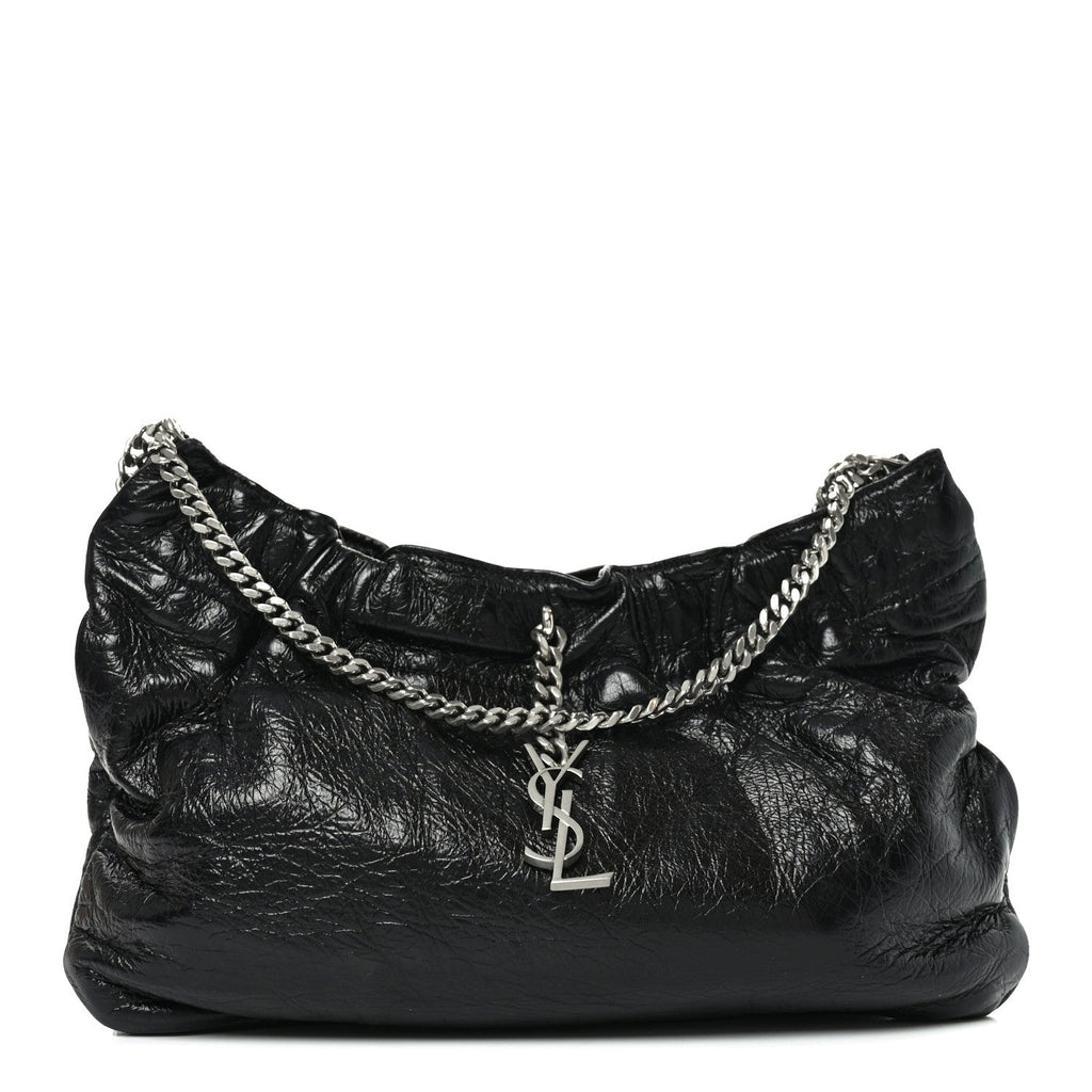 Calfskin Pac Ruched Hobo Black