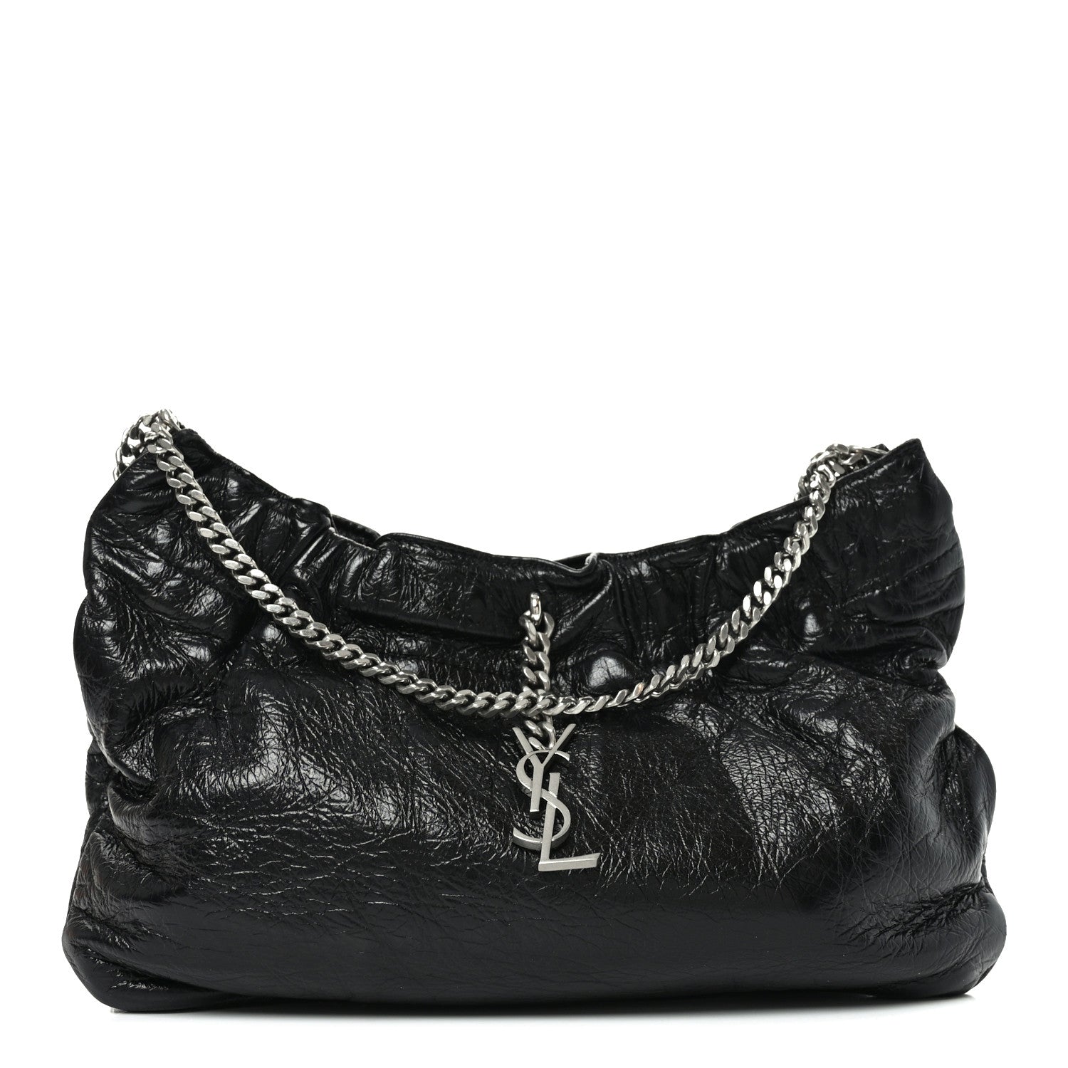 Calfskin Pac Ruched Hobo Black