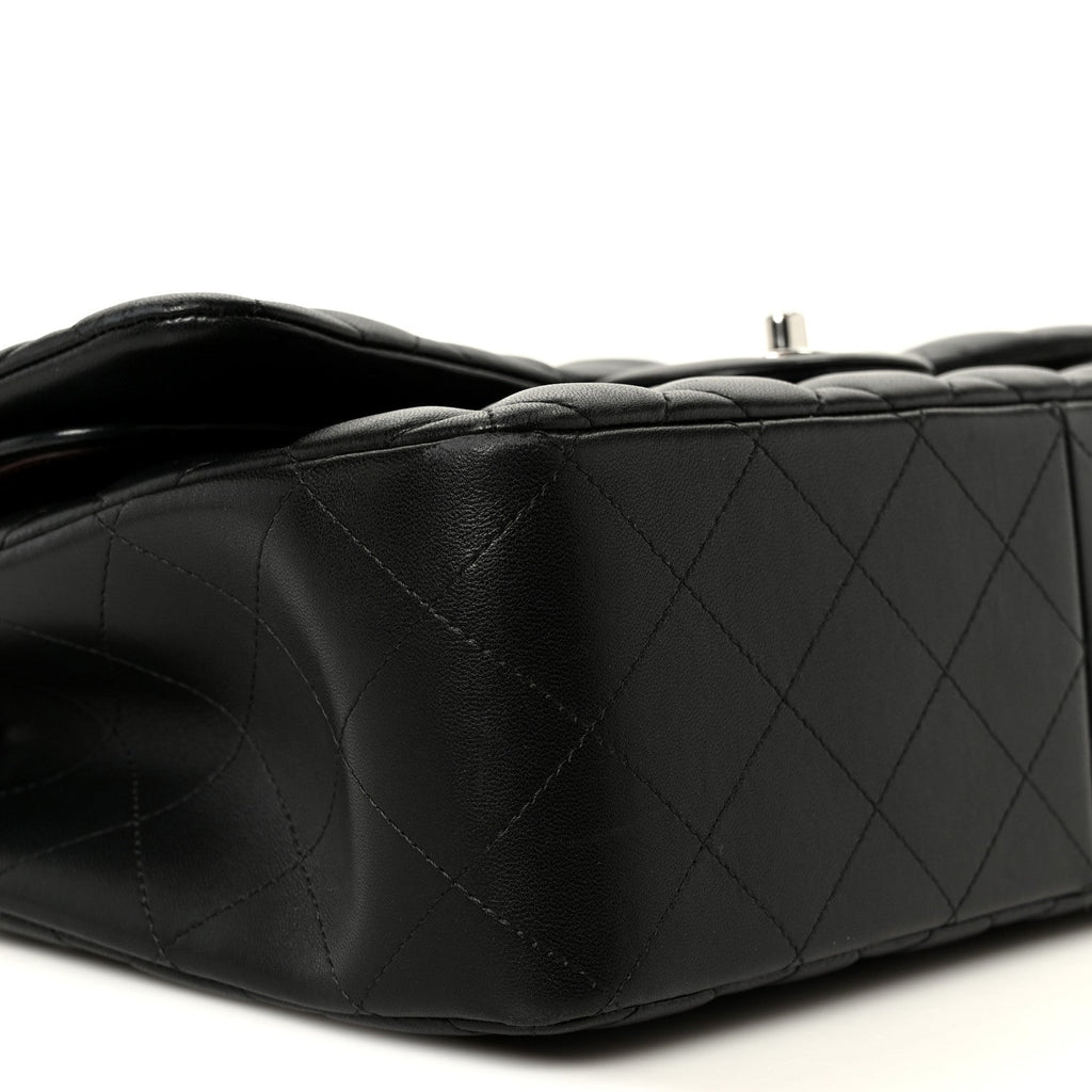 Lambskin Quilted Jumbo Double Flap Black
