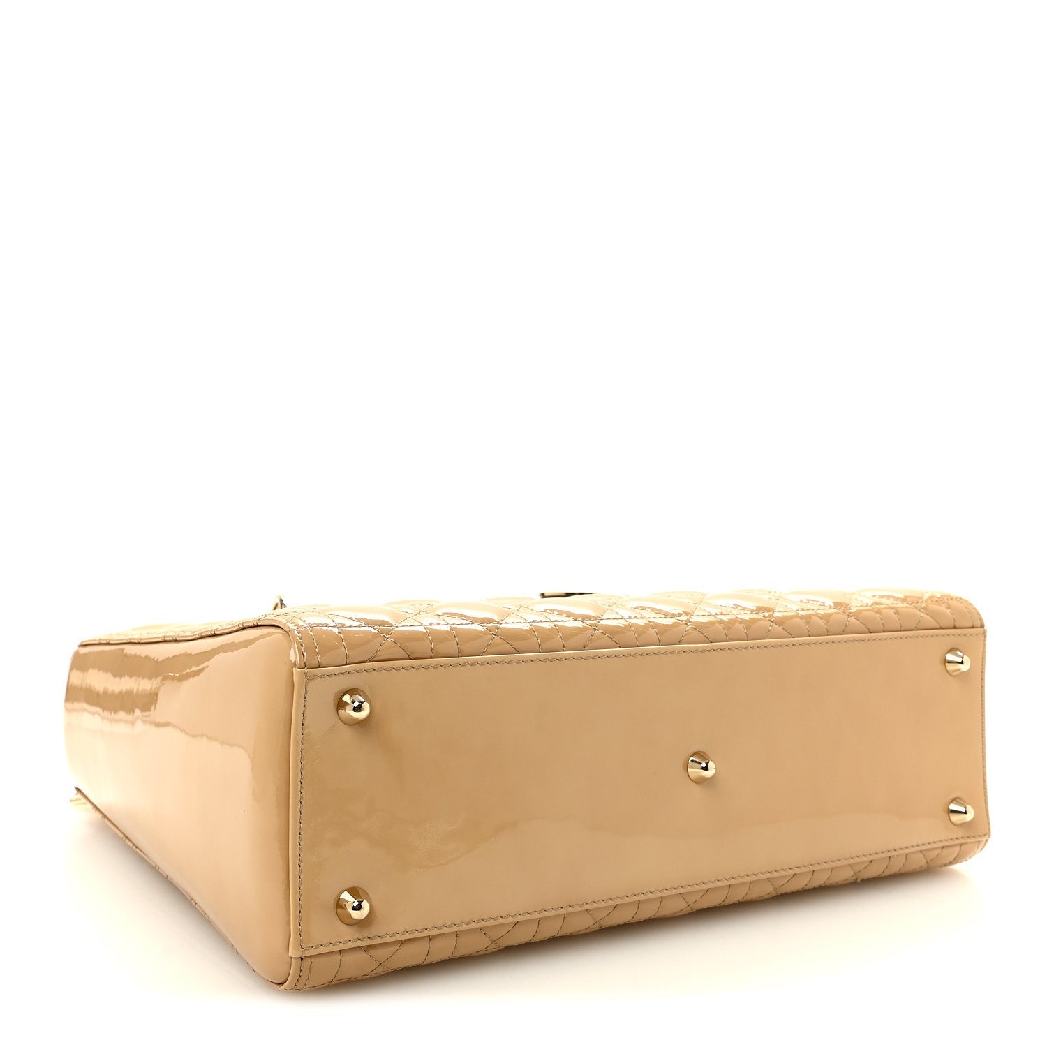 Patent Cannage Large Lady Dior Dark Beige