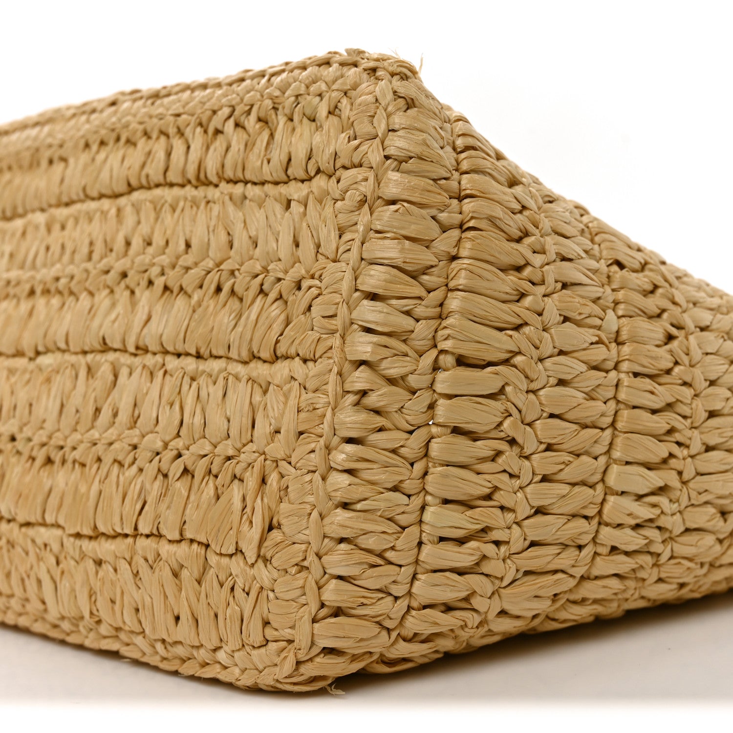 Yarn Raffia Effect Calfskin Crochet Embroidered Medium Logo Tote Tan Black