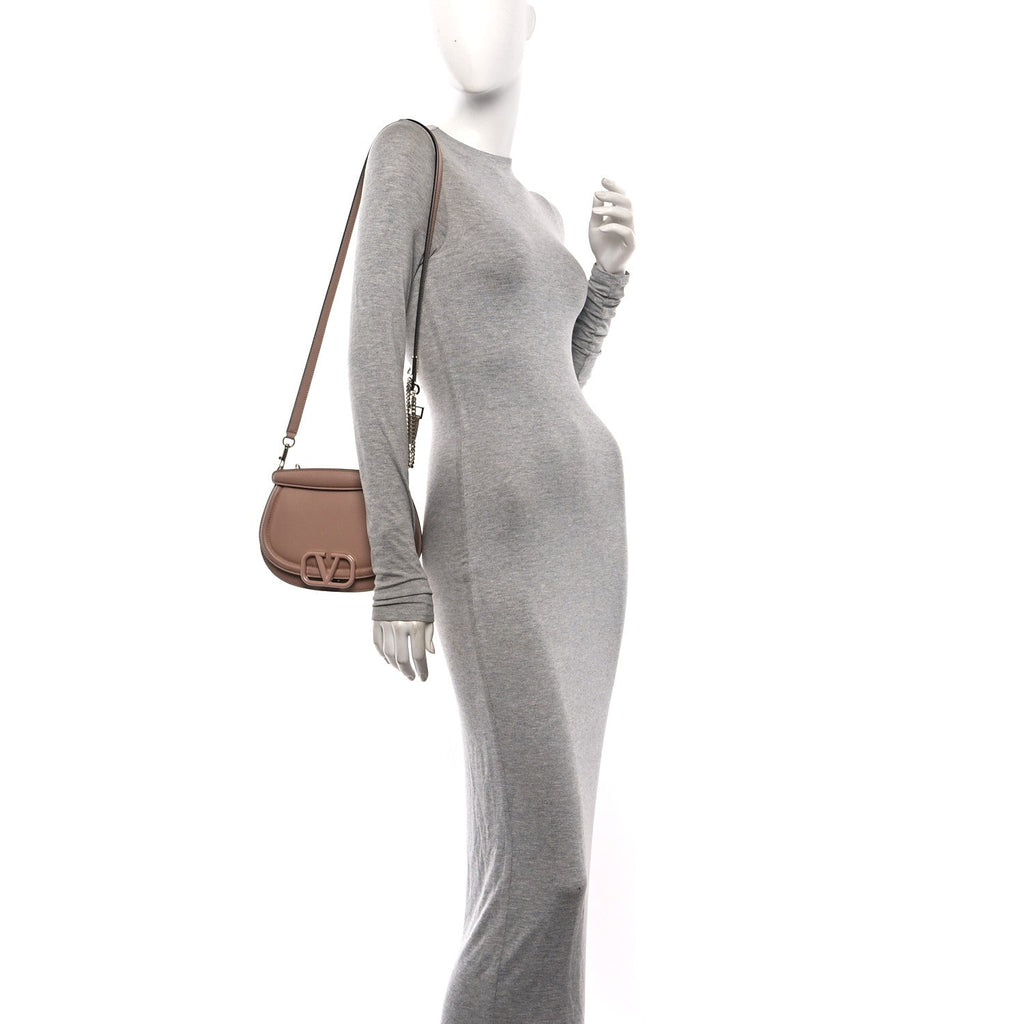 Grainy Calfskin VSling Saddle Bag Rose Cannelle