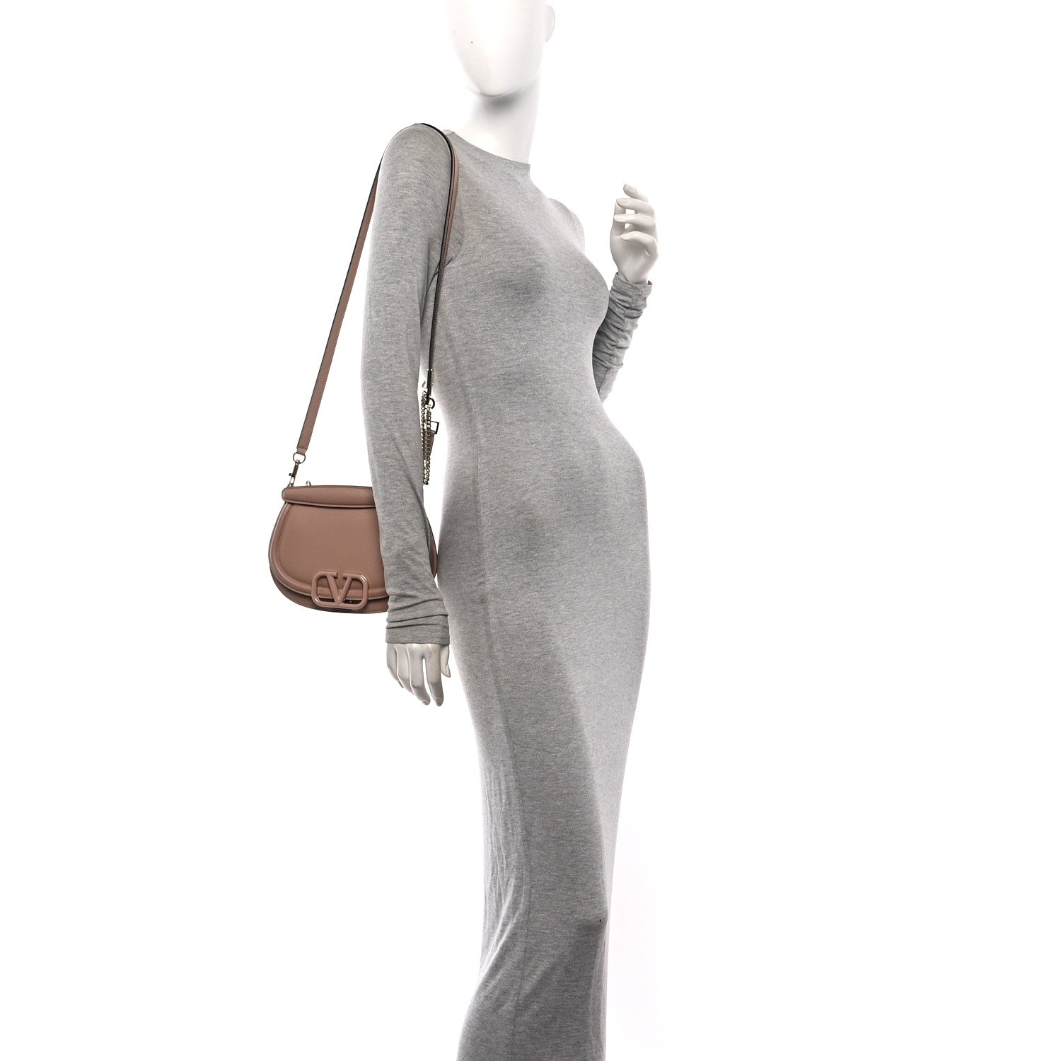 Grainy Calfskin VSling Saddle Bag Rose Cannelle