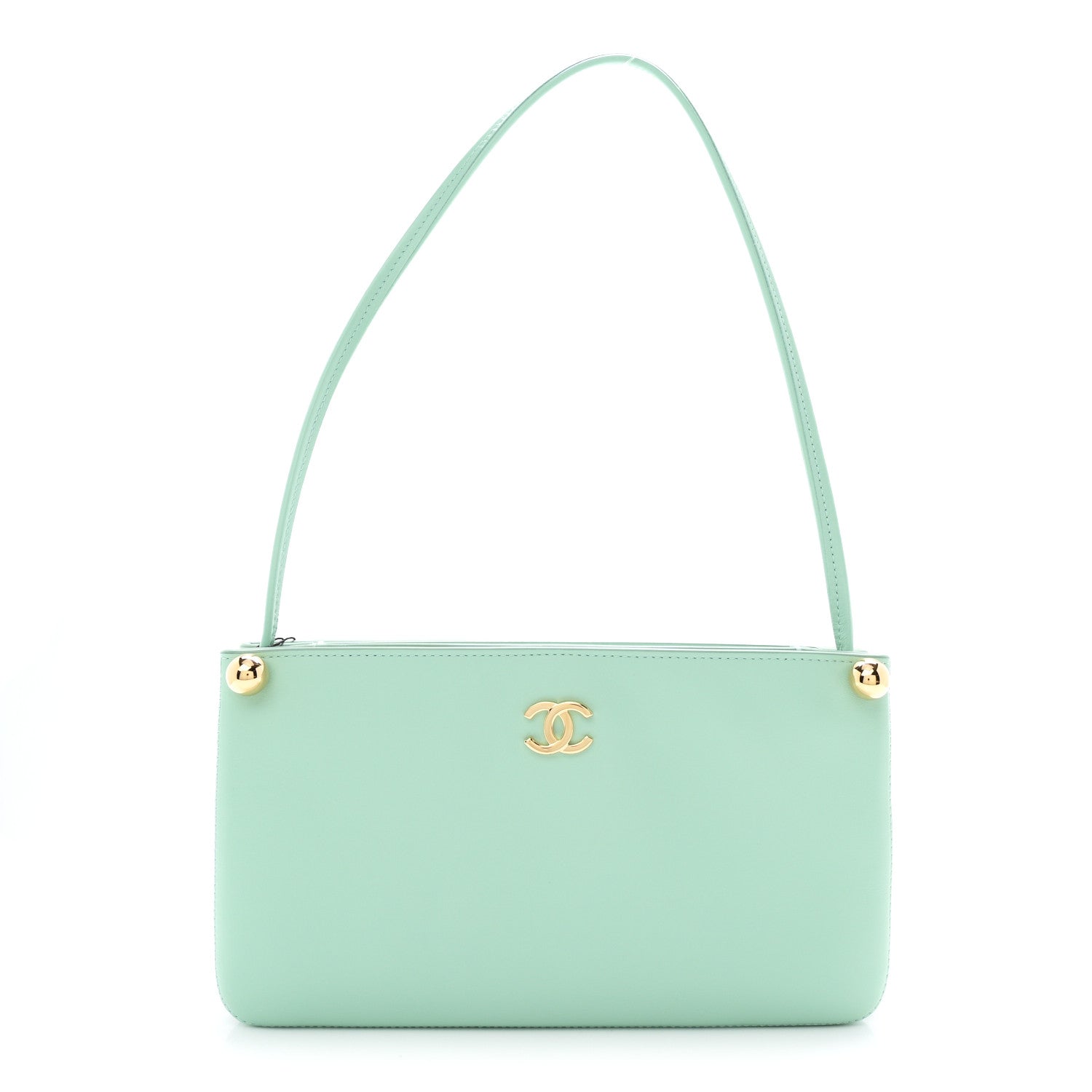 Calfskin Chick Studs Clutch Green