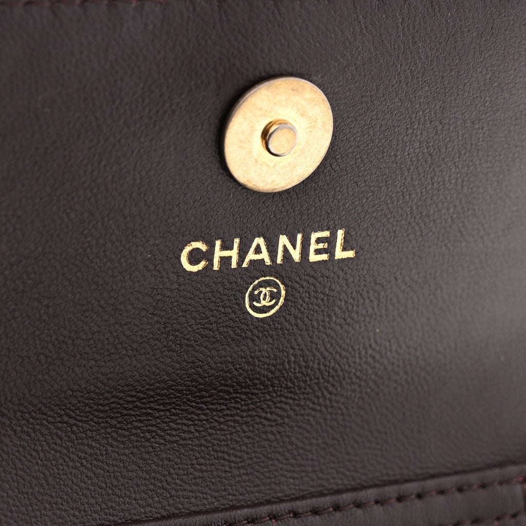 Lambskin Quilted Studded CC Clutch With Chain Dark Purple