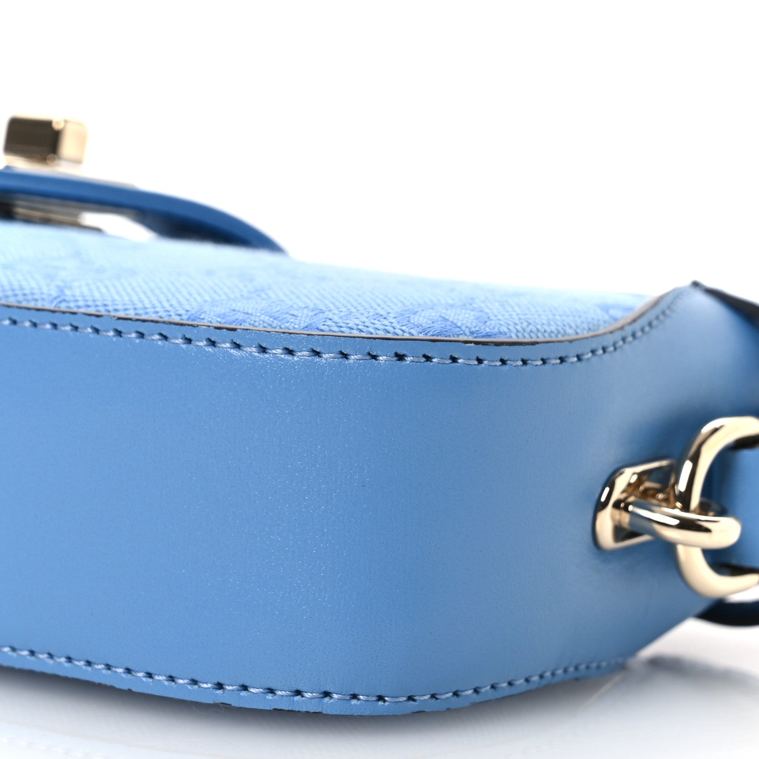 Calfskin Monogram Mini Moon Side Shoulder Bag Blue