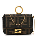 Fabric Jacquard FF 1974 Nano Baguette Charm Tobacco Moro Black