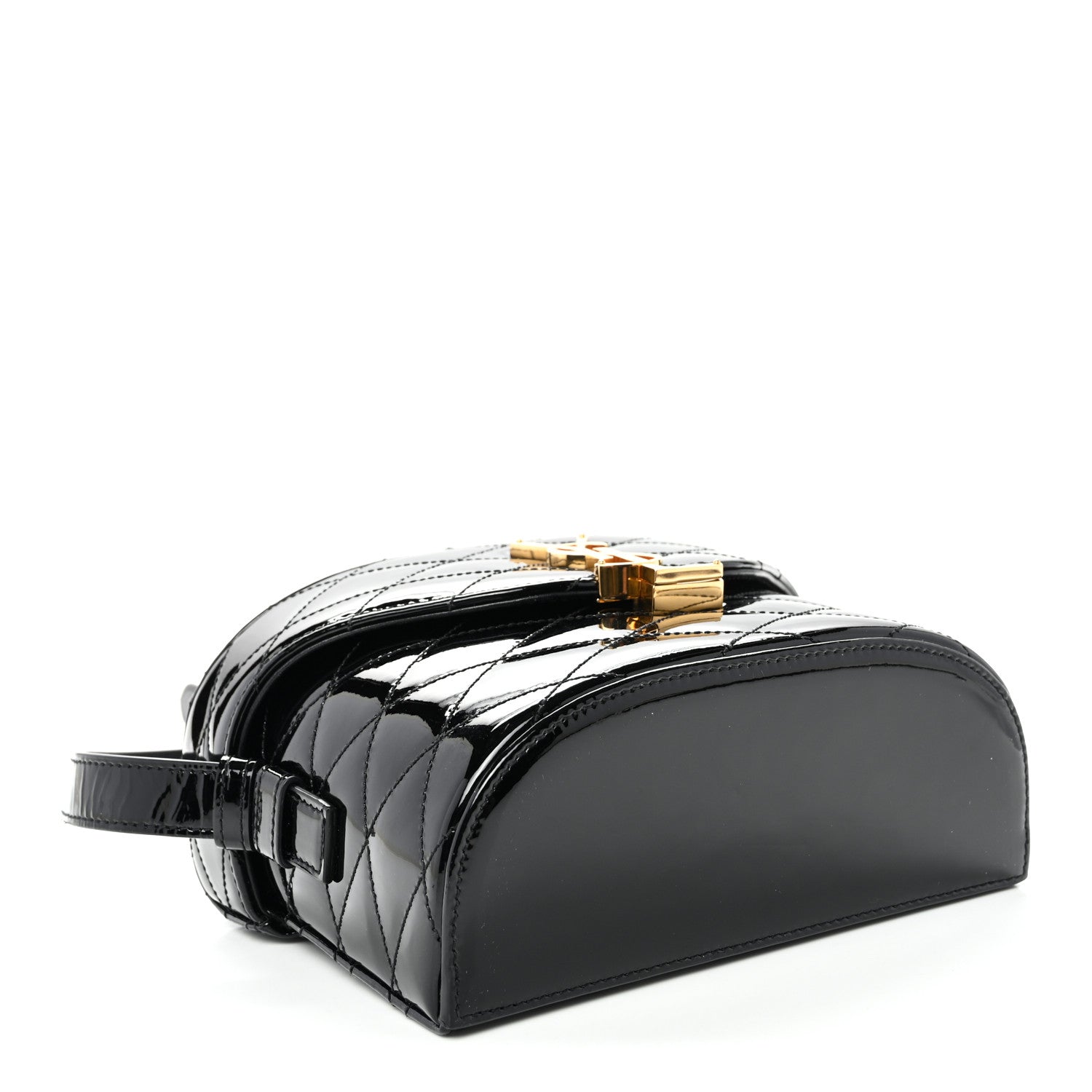 Patent Matelasse Monogram June Box Bag Black