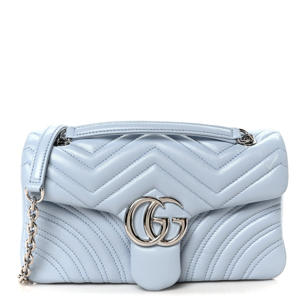 Calfskin Matelasse Medium GG Marmont Shoulder Bag Porcelain Light Blue