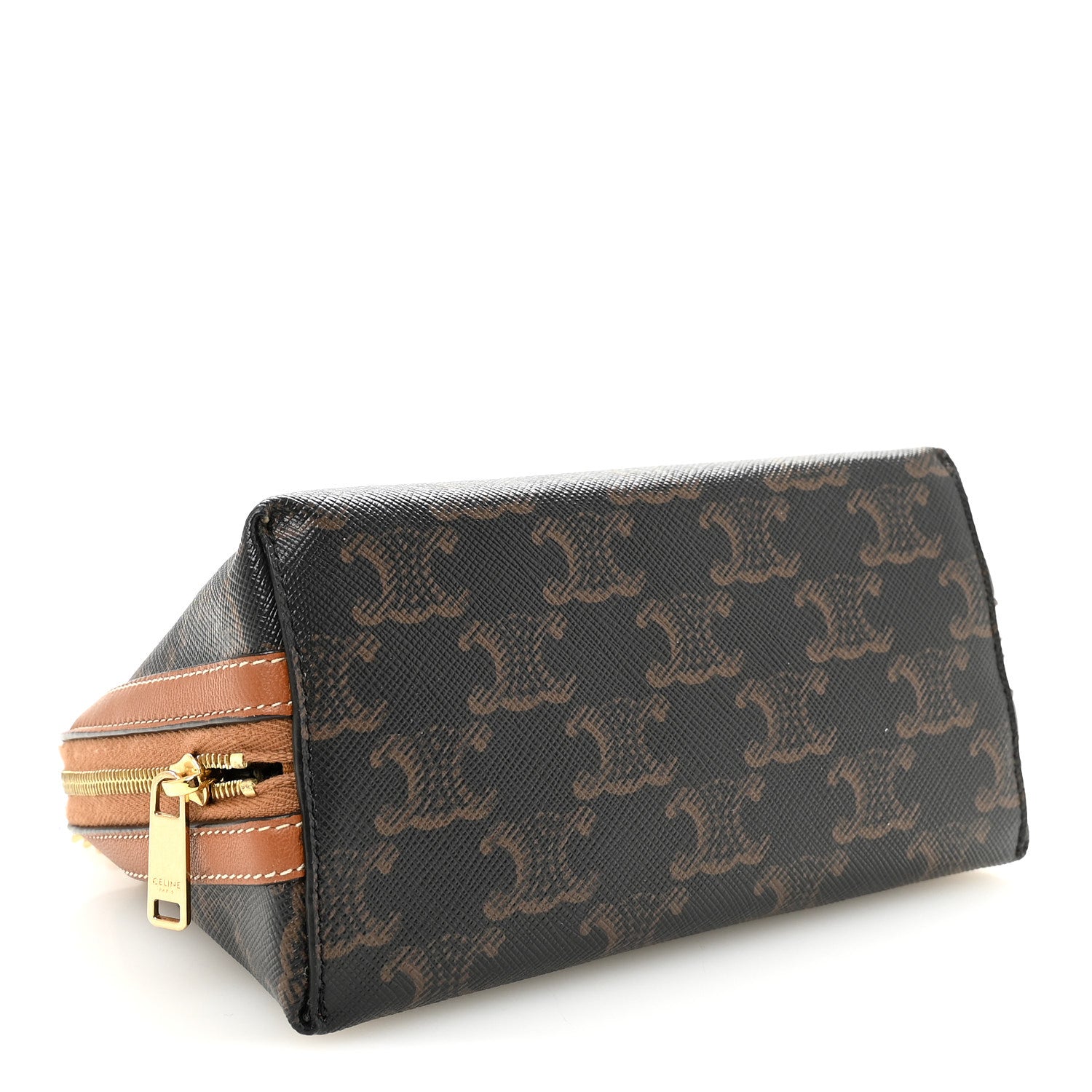 Triomphe Canvas Lambskin Clutch On Chain Tan