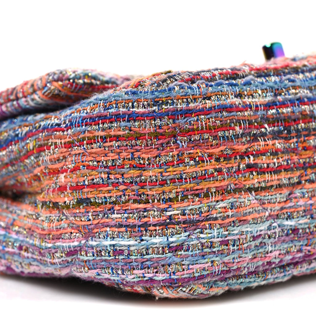 Tweed Quilted Mini Rectangular Flap Blue Pink Orange