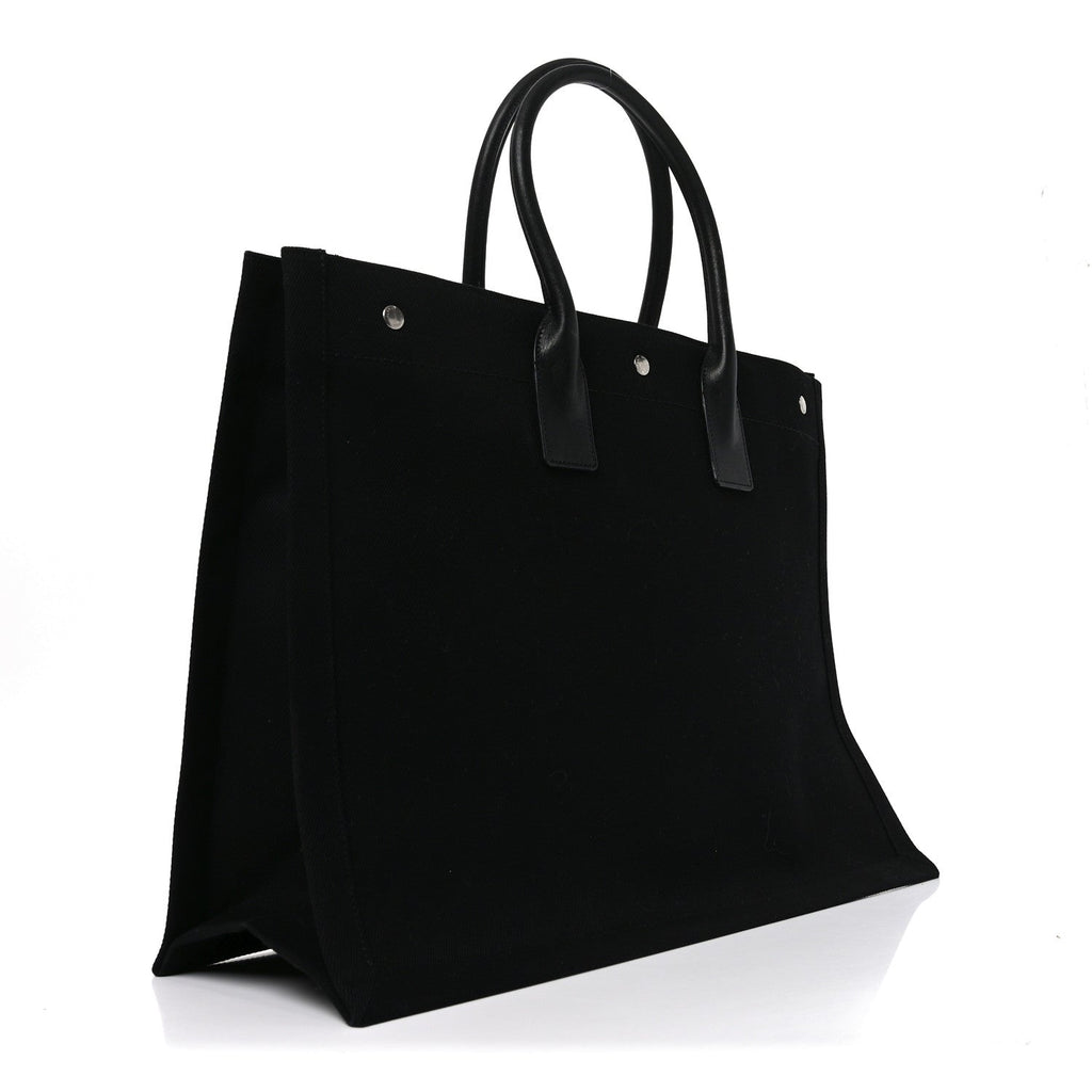 Linen Calfskin Rive Gauche Tote Black