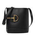 Arabella Calfskin Horsebit 73 Medium Bucket Bag Black