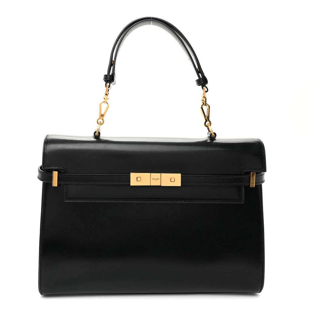 Smooth Calfskin Manhattan Top Handle Black