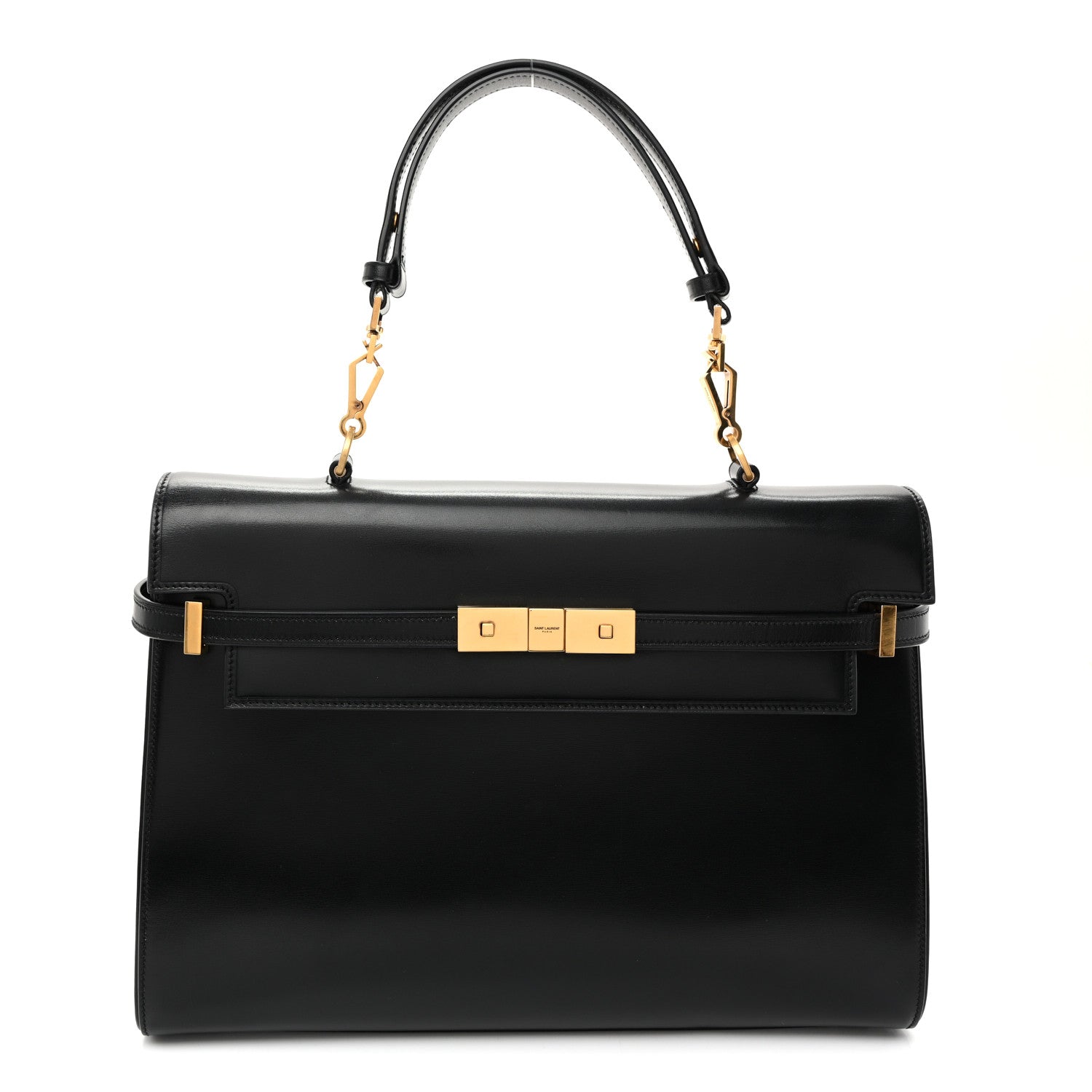 Smooth Calfskin Manhattan Top Handle Black