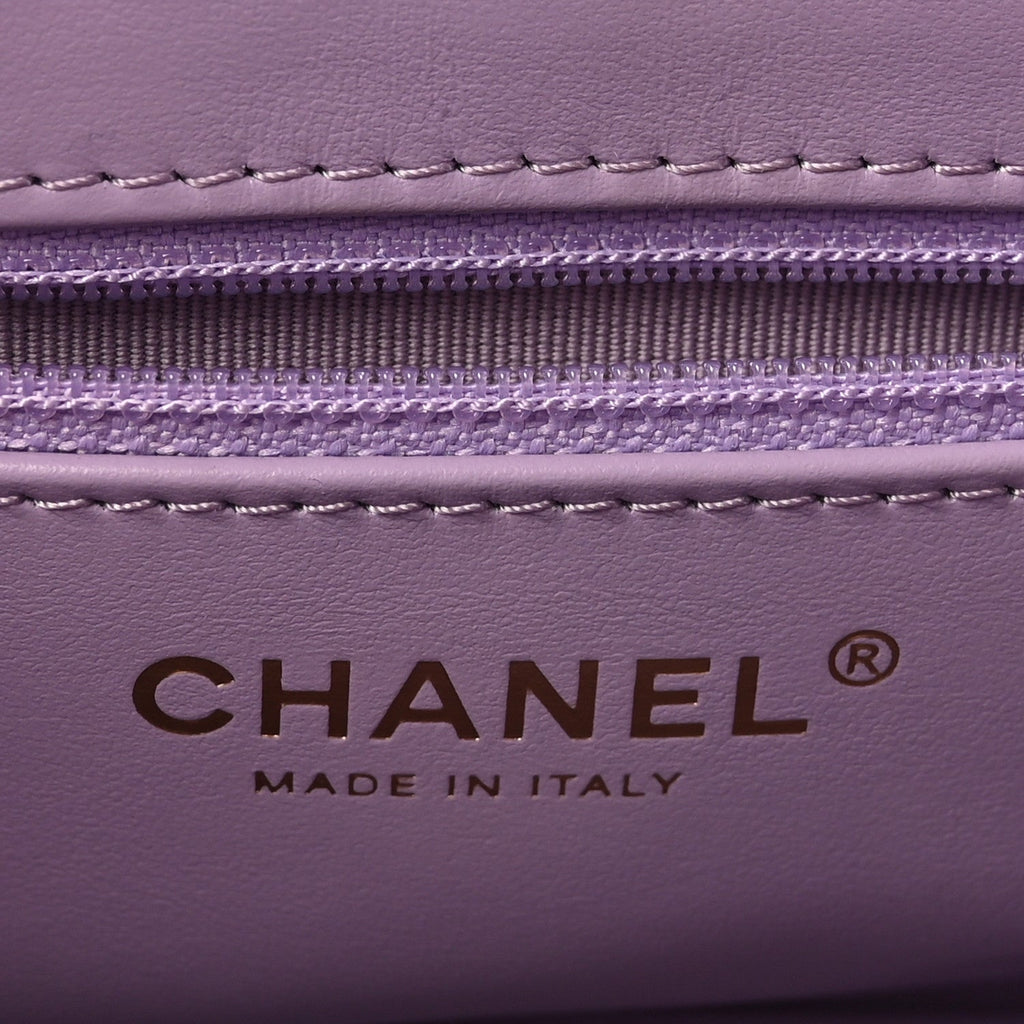 Shiny Aged Calfskin Quilted Nano Kelly Shopper Lilac