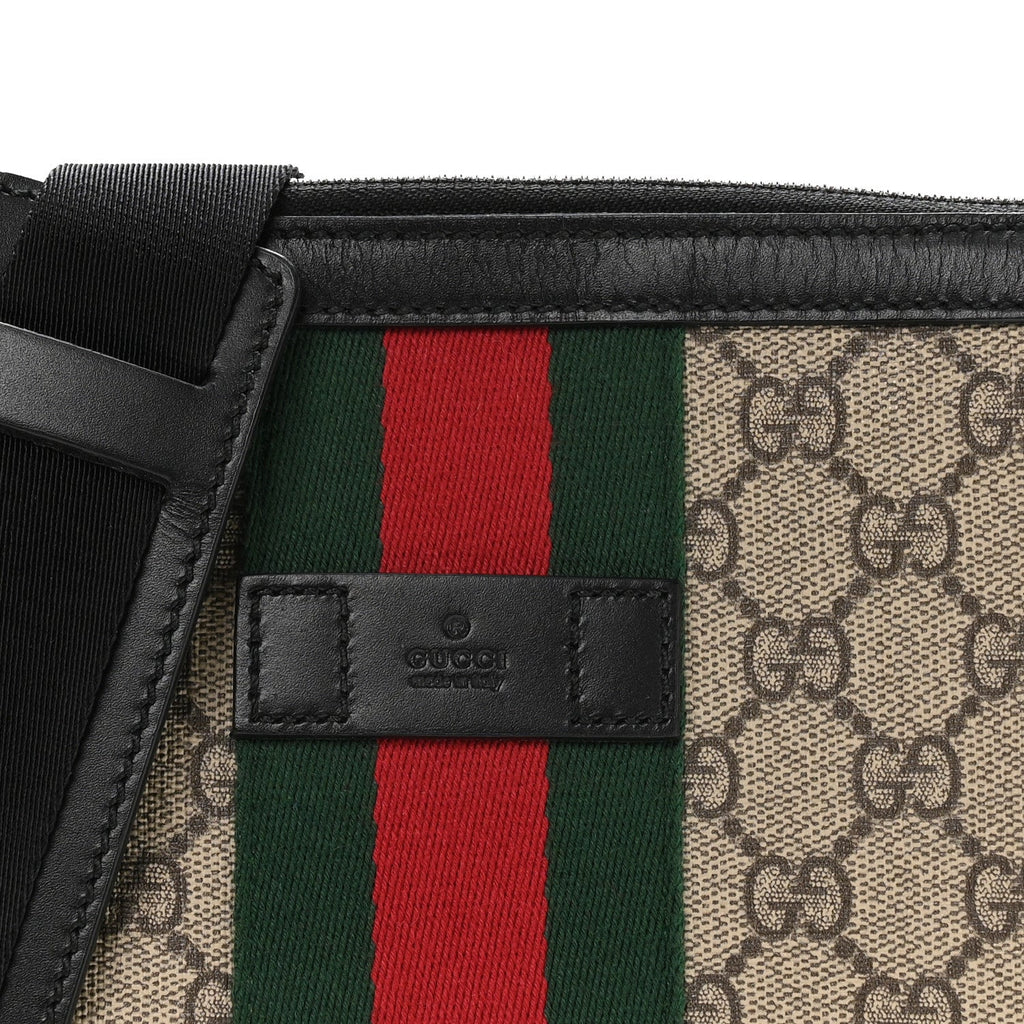 GG Supreme Monogram Web Messenger Bag Black
