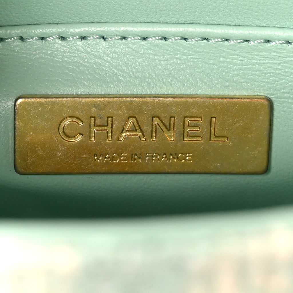Tweed Handle Crush Top Handle Flap Bag Light Blue Ecru