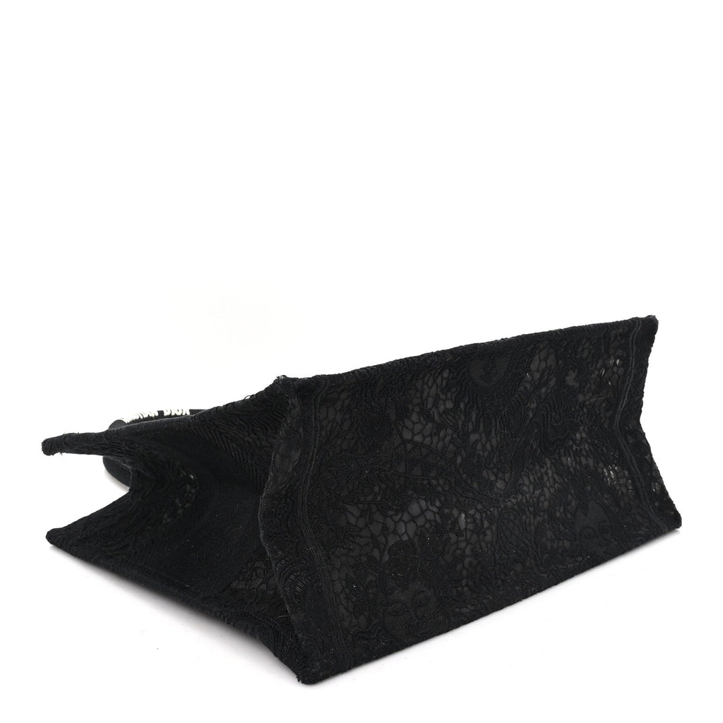 Canvas Embroidered Mesh Macrame Medium Toile de Jouy Soleil Book Tote Black