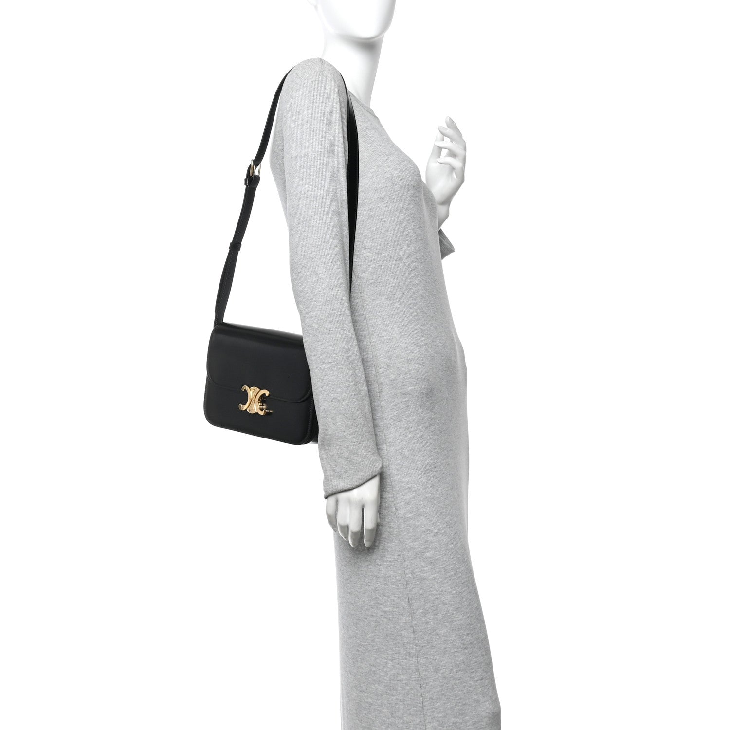 Shiny Calfskin Medium Triomphe Black