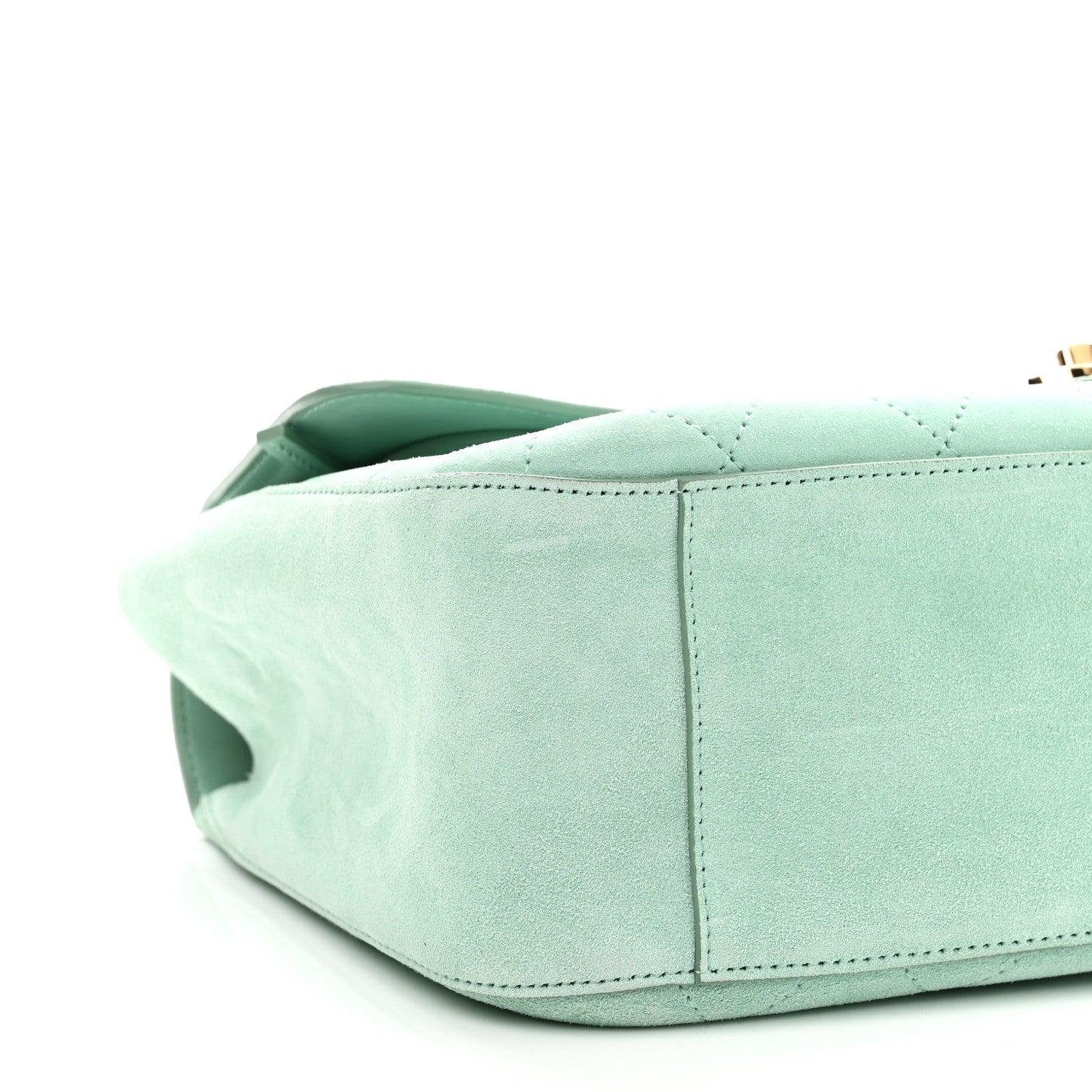 Suede Calfskin Small Souplissimo Maxi Flap Green