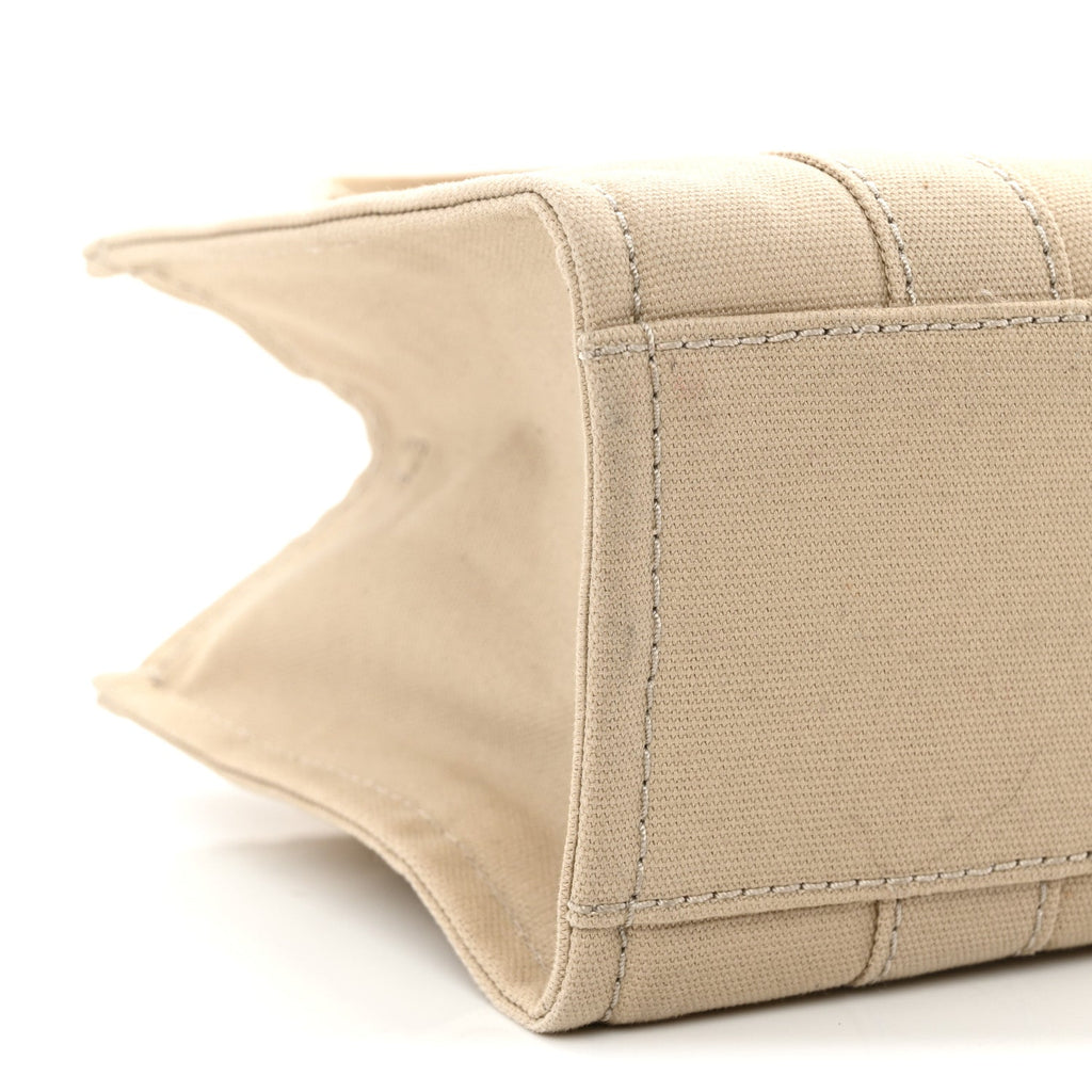 Cotton Canvas Colorblock Small The Traveler Tote Bag Beige Multicolor