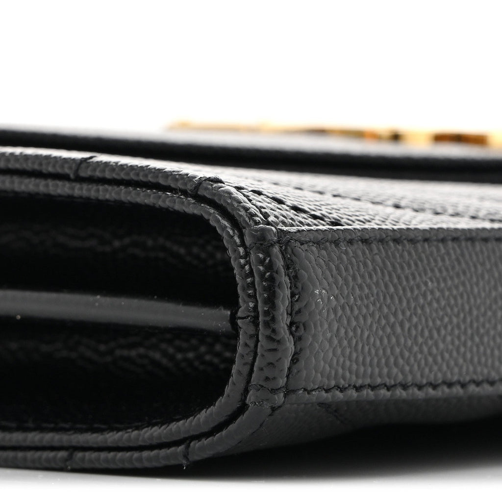 Grain De Poudre Matelasse Chevron Monogram Chain Wallet Black